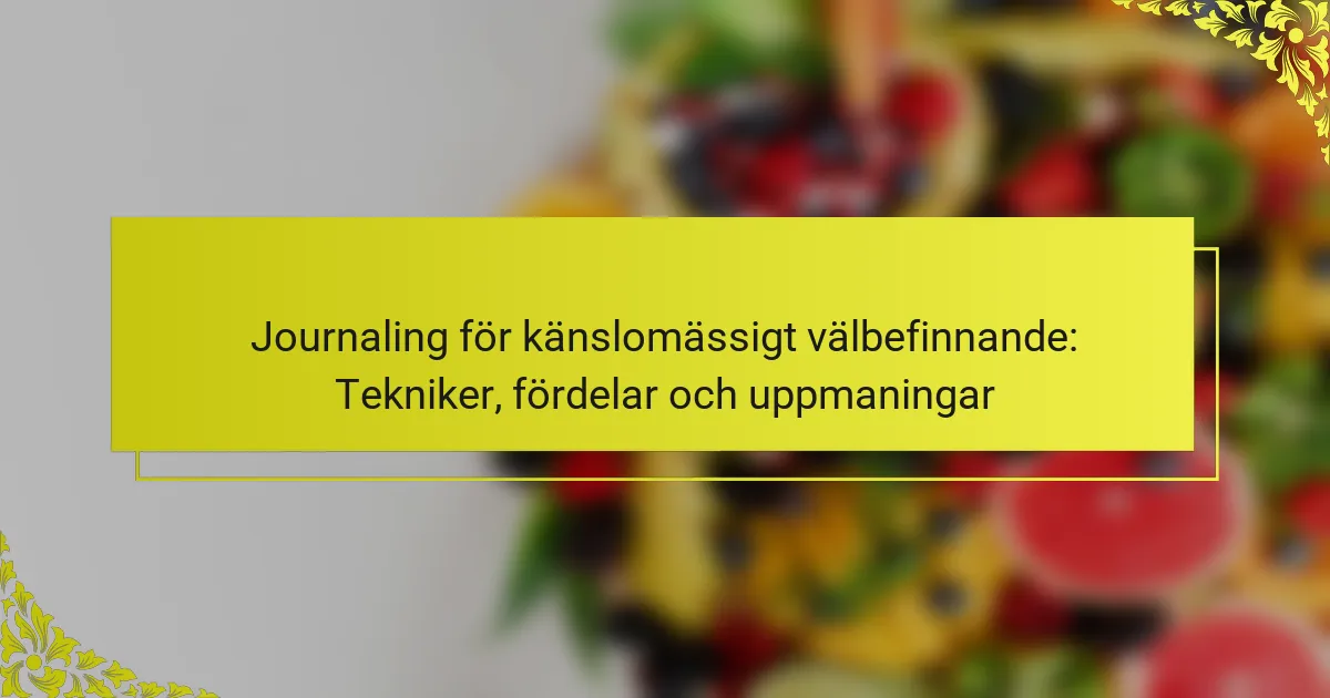 Journaling för känslomässigt välbefinnande: Tekniker och fördelar