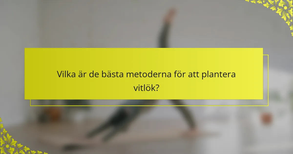 Vilka är de bästa metoderna för att plantera vitlök?