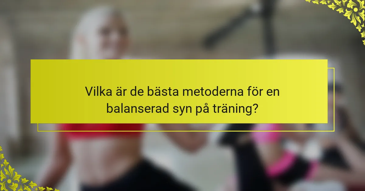 Vilka är de bästa metoderna för en balanserad syn på träning?