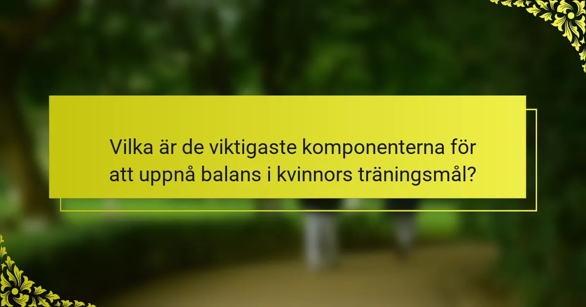 Vilka är de viktigaste komponenterna för att uppnå balans i kvinnors träningsmål?