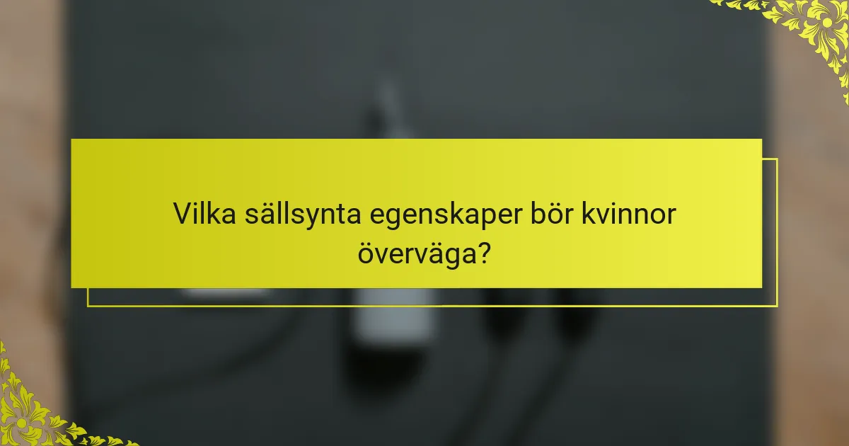 Vilka sällsynta egenskaper bör kvinnor överväga?