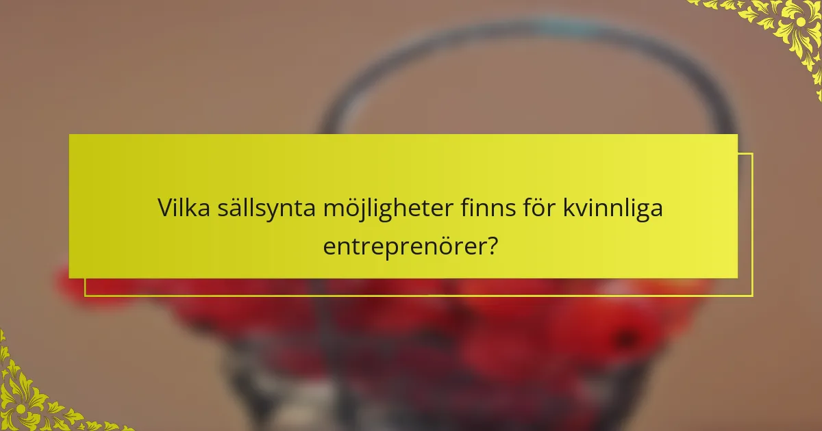 Vilka sällsynta möjligheter finns för kvinnliga entreprenörer?